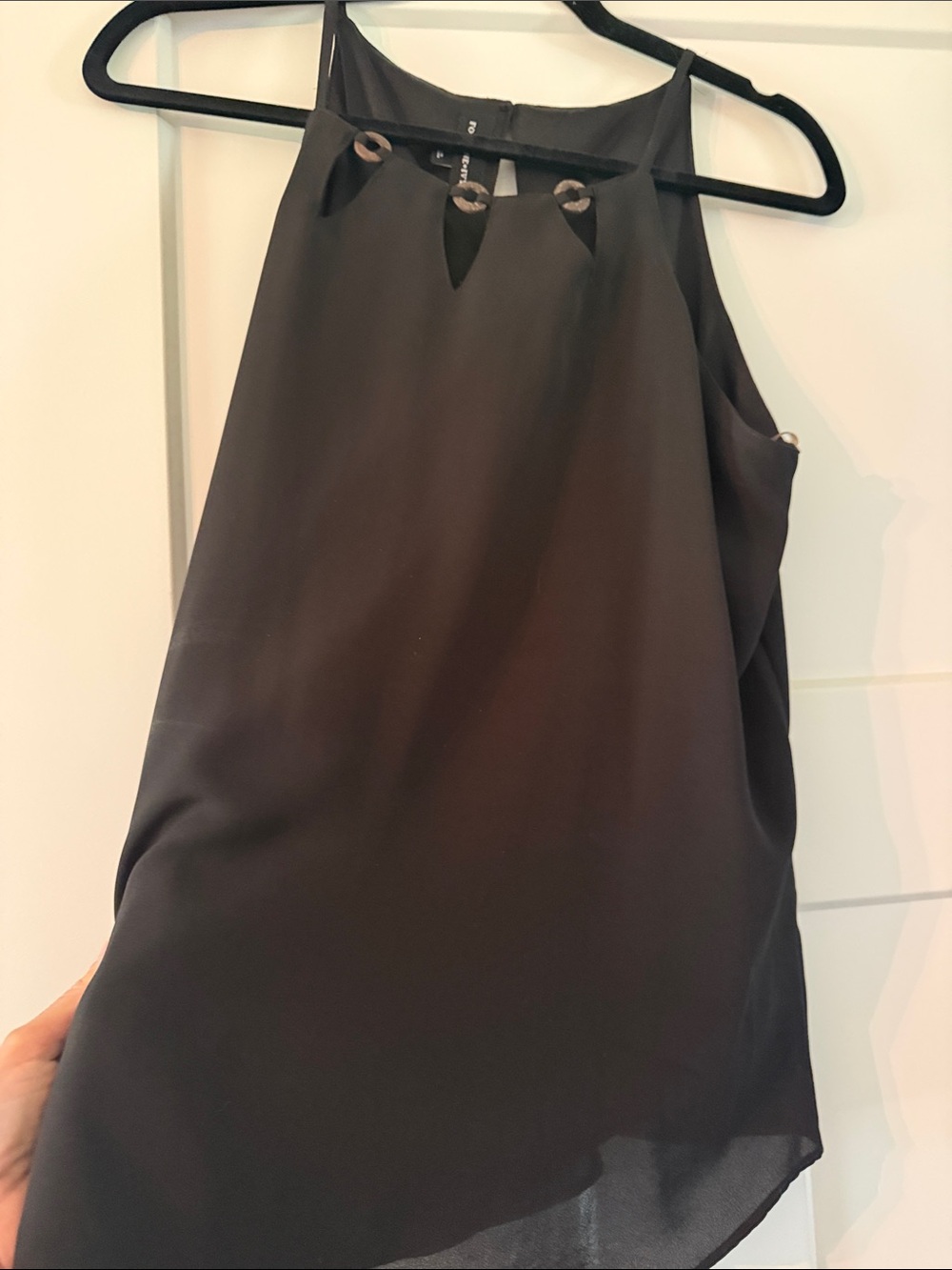 Chiffon Halter Neck Tank Top in Black